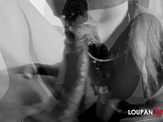 Pornstar tortures sexual slave with toys on ass and pussy.