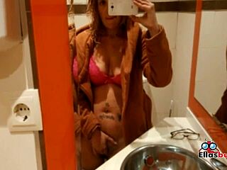 Blonde feels horny in public bathroom seeking sex