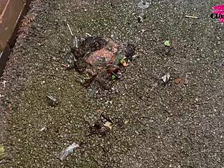 Cracky Signs Her Autograph Using Her Bare Ass Outdoors