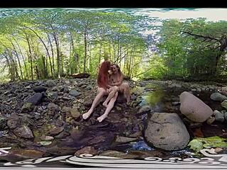 Watch these redhead lesbians fingering and kissing outdoors in VR, Ana Molly and Belle tease.