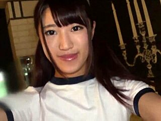 Yumi Chan 20-Year-Old College Beauty in Cosplay Gym Outfit Twin Tails Bathroom Double Shot