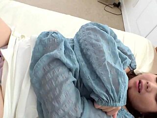 Shy Japanese student blushes during intense homemade pounding.