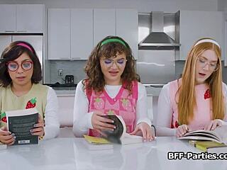 these geek chicks are horny for books and cocks