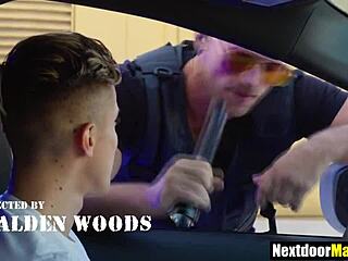 Gay policeman catches a guy jerking in public. He takes him hard with no mercy.