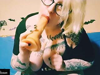 Sucking Dildo While Getting Horny Intensely