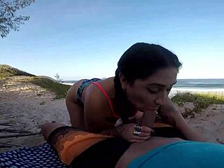 sumaya ganesha gives oral at the seaside as indian diva in direct action