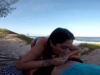 sumaya ganesha gives oral at the seaside as indian diva in direct action