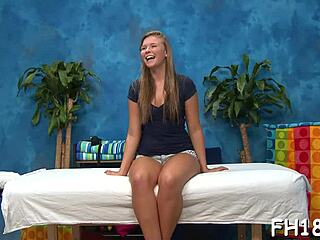 sexy eighteen-year-old cutie banged hard doggy style by her kinky massage therapist