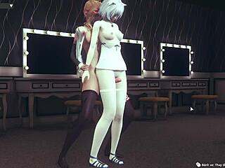 Girls performing intriguing thigh jobs