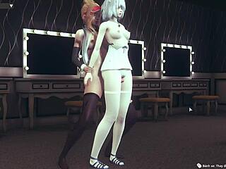 Girls performing intriguing thigh jobs