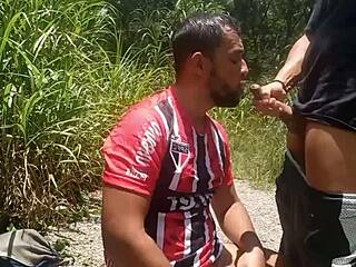 Sao Paulo Macho Enters Trail After Soccer, Sucks And Fucks Ass Hard