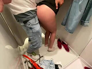 Naughty teen bangs dirty in shopping center dressing room