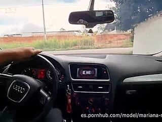 Mariana Martix rides a sexy man in the car, squirting during intense POV ebony fucking