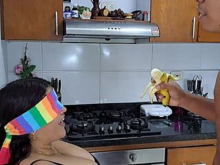 Playing with My Stepmother in Kitchen and Shoving Cock in Her Mouth