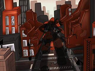 The tall huge halloween goddess appears