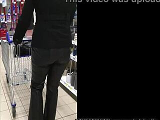Wife shopping in leather trousers
