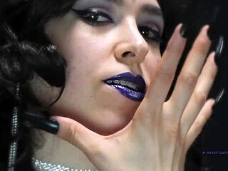 Italian Petite Goddess in High Heels Mesmerizes with Long Nails and Black Toenail Polish