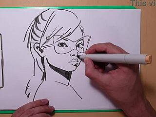 amateur artist sketches erotic portrait with copic markers