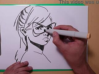 amateur artist sketches erotic portrait with copic markers