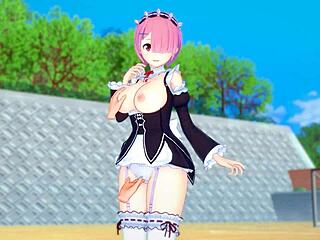 re zero ram's big tits rubbed intensely in 3dcg hentai anime