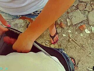 Milf caught in outdoor public creampie with amateurs