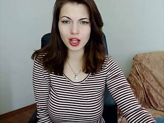 Russian Beauty with Big Boobs Plays with Her Pussy on Webcam.