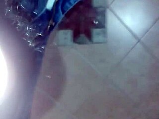 guy secretly jerks off in the bathroom, hiding his solo pleasure