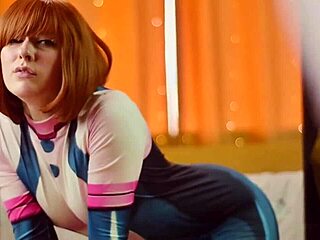 My Hero Academia Ochako Uraraka tries not to cum while sex machine fucks her pussy and asshole until creampie