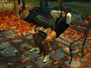 Young fitness friend roughly assfucks in gym boots outdoors. Cartoon style.