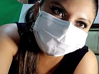 Latina milf with big tits bends over in lingerie for homemade amateur porn