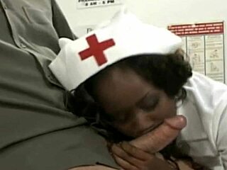 Ebony Nurse Babe Sucks Interracial Cock And Fucks In Hospital!
