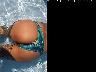 Masturbating in the pool with big cock and bondage 😈