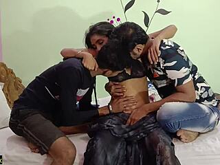 Hindi Hot Girl in Wild Threesome Sex Sharing Action!