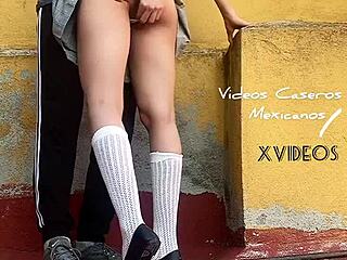 Hey, check these Mexican college students fucking on the school backyard balcony before quarantine 😏 - the latina teen swallows all his cum in this homemade spy video!