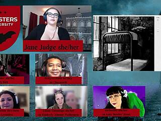 Monsters University episode 1 with goth game master Jane Judge in fantasy maledom desk cum 😈