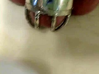 gluing my penis to this chastity cage, ouch!