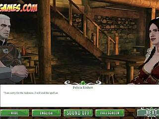 the witch gets bound and fucked in fiery bondage game