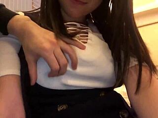 Kanae-chan, a 23-year-old trimmer with big tits, engages in hardcore bathroom play with creampie and blowjob