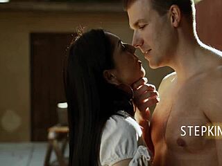 Step bro says, You need good dick? and gives it to his petite brunette.