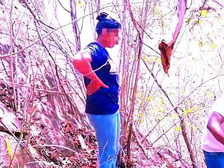 Young Sri Lankan wife rides husband outdoors