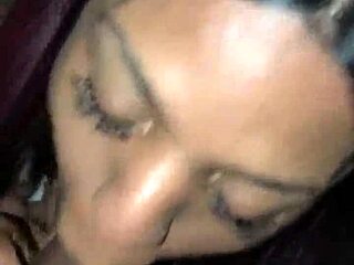 Shemale eagerly sucks big black cock