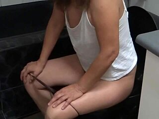 Mature wife peeing and washing her hairy pussy on hidden cam