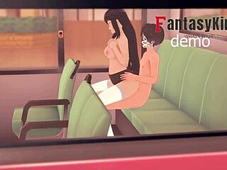 hinata on the bus in school uniform, damn, naruto promo is hot!