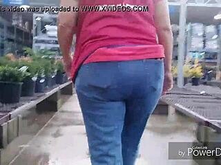 Thick milf granny shows off her curvy backside charm