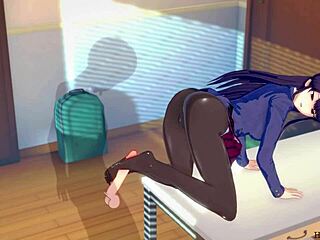 I pleasur Komi with my footjob in 3d hentai