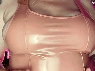 Woman teasing in a tight latex dress