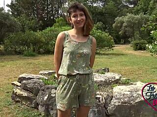 Melany, You Sexy French Slut Fucking Outdoors with Interracial Guy!