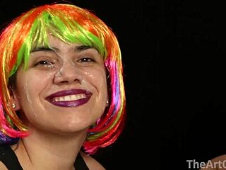 Colorful wig facial with ripped clothes! 😏