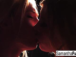 samantha saint and victoria white play with candle wax on big tits