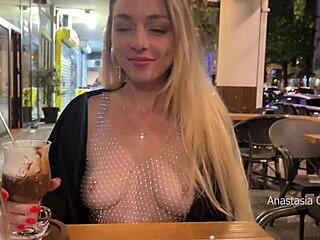 My Perfect First Date With Flashing Boobs In Public Topless In Outdoor Cafe
